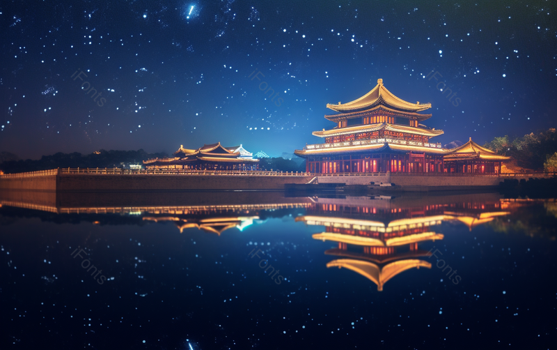 美不胜收夜晚古代建筑灯光绚丽风景风光,高清,摄影图,摄影图片,图片大全,摄影图免费下载